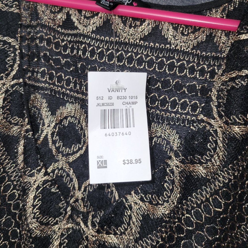 Vanity Black and gold party dress, NWT, XL